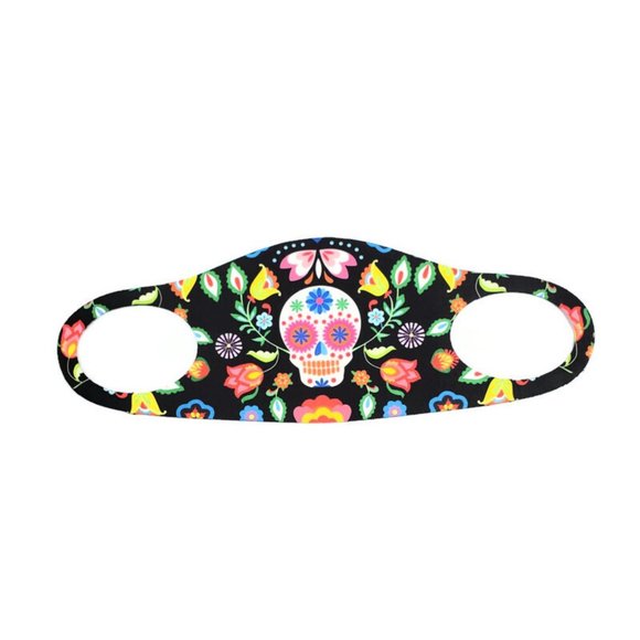 Fashion multi color skull reusable, breathable soft cloth face mask. - Picture 2 of 3